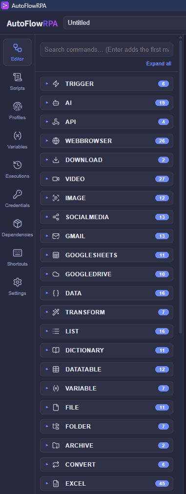Browse the command palette