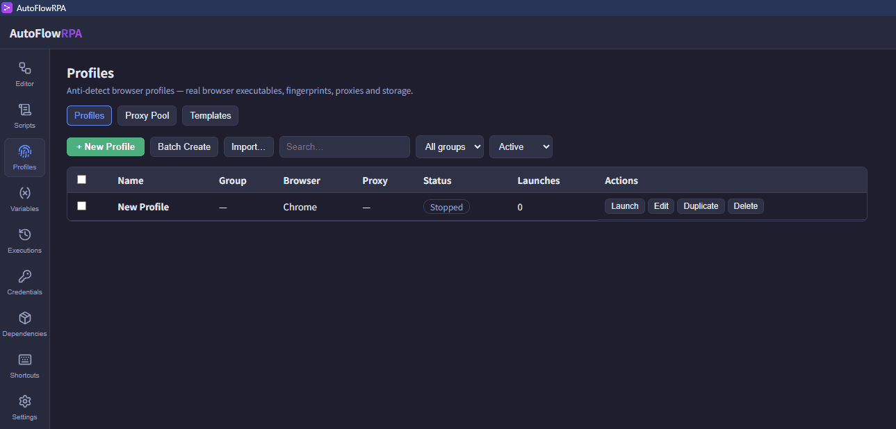 Anti-detect browser profiles
