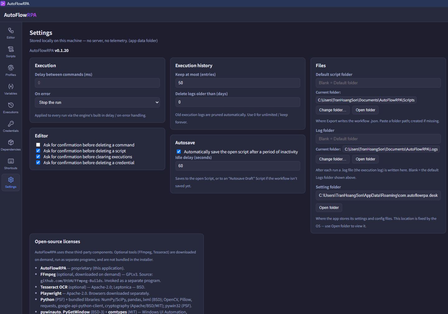 Local-first settings